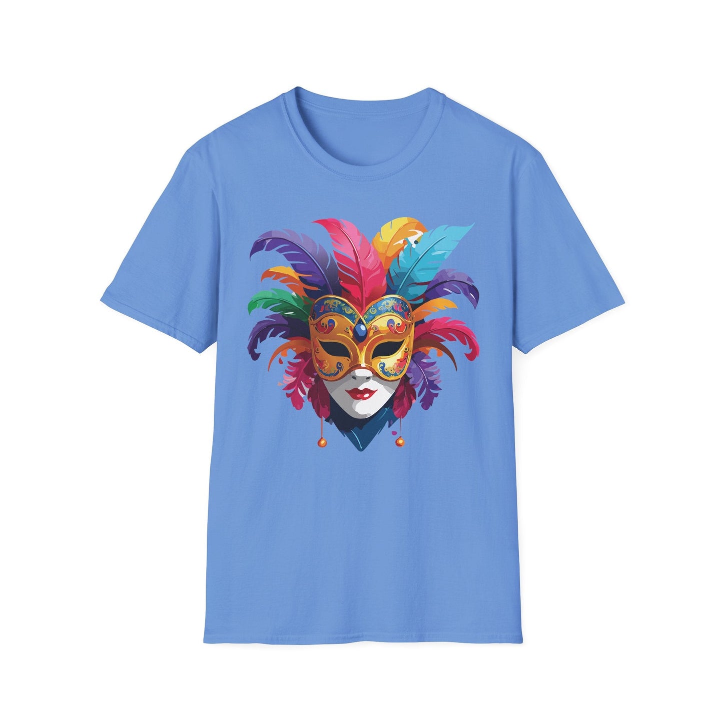 Unisex Mask Tee Shirt Gildan Softstyle 64000 Lightweight Comfortable Masquerade Design Tee