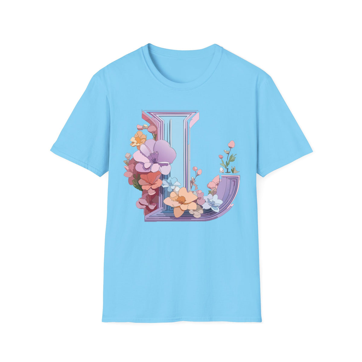 Floral Letter L T-Shirt | Botanical Initial Monogram Tee