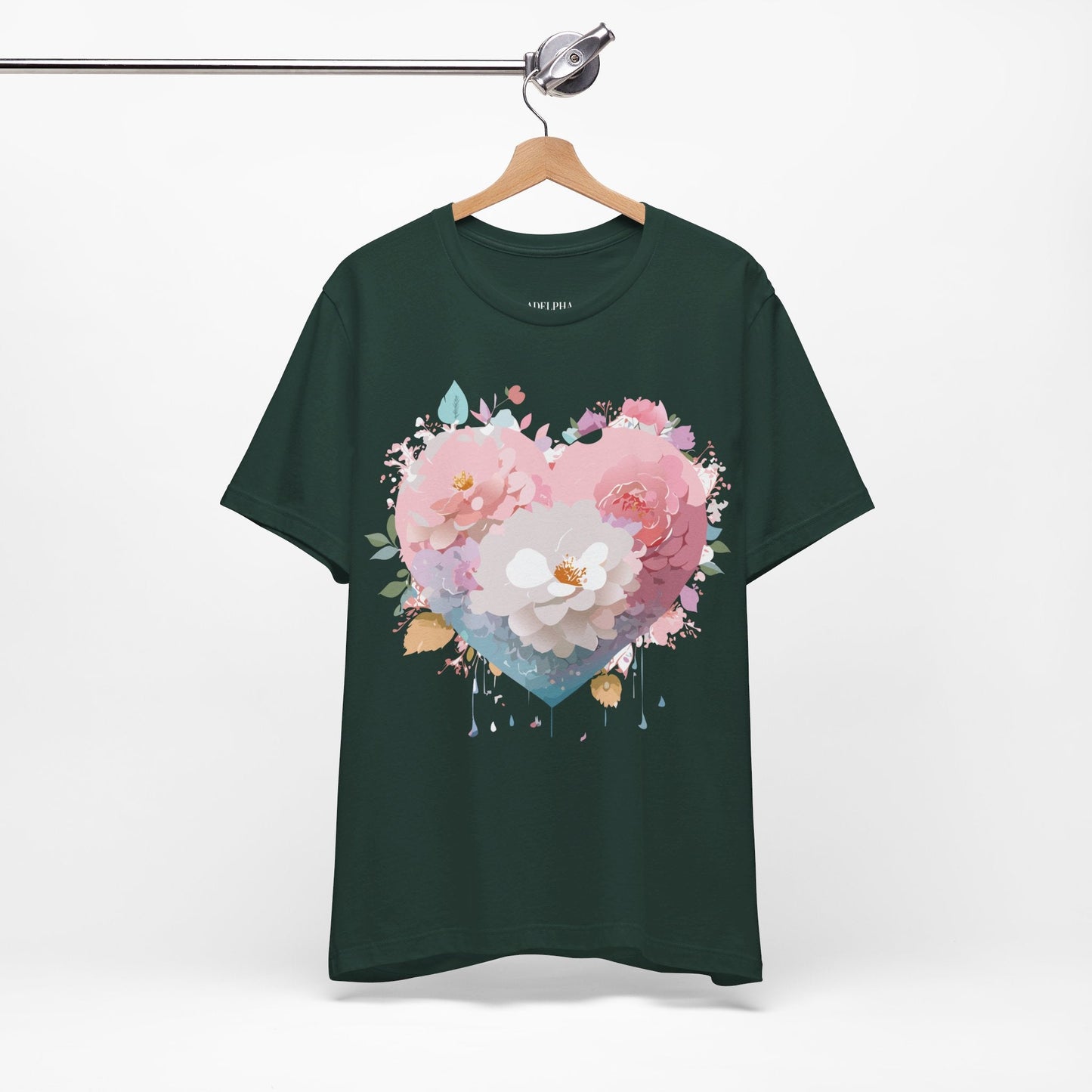 Valentine Day Graphic Unisex 100 Cotton Vintage Artwork with Love and Flower Design Tee 34