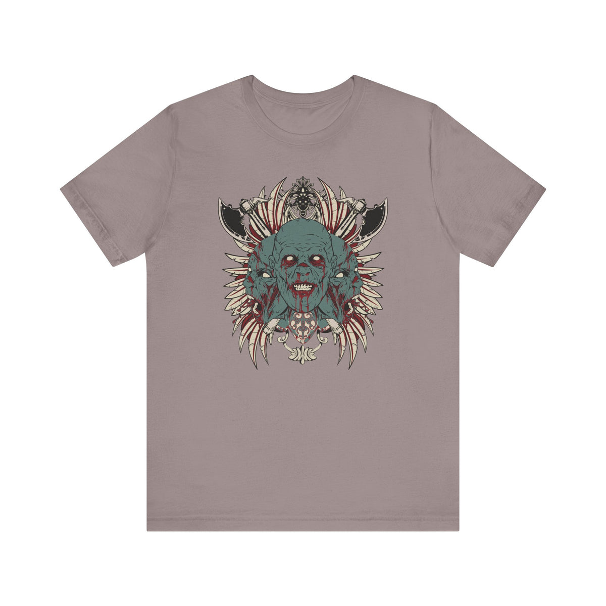 Zombie Skull Mandala T-Shirt Horror Graphic Tee, Gothic Skull Unisex Cotton Art-54-2