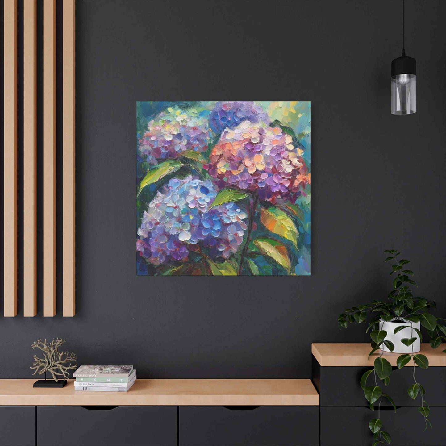 Hydrangeas Print Canvas, Flowers Oil Paint Print 20x20, 24x24, 30x30, 32x32, 36x36, Floral Art Design Print Non-Frame MC-27