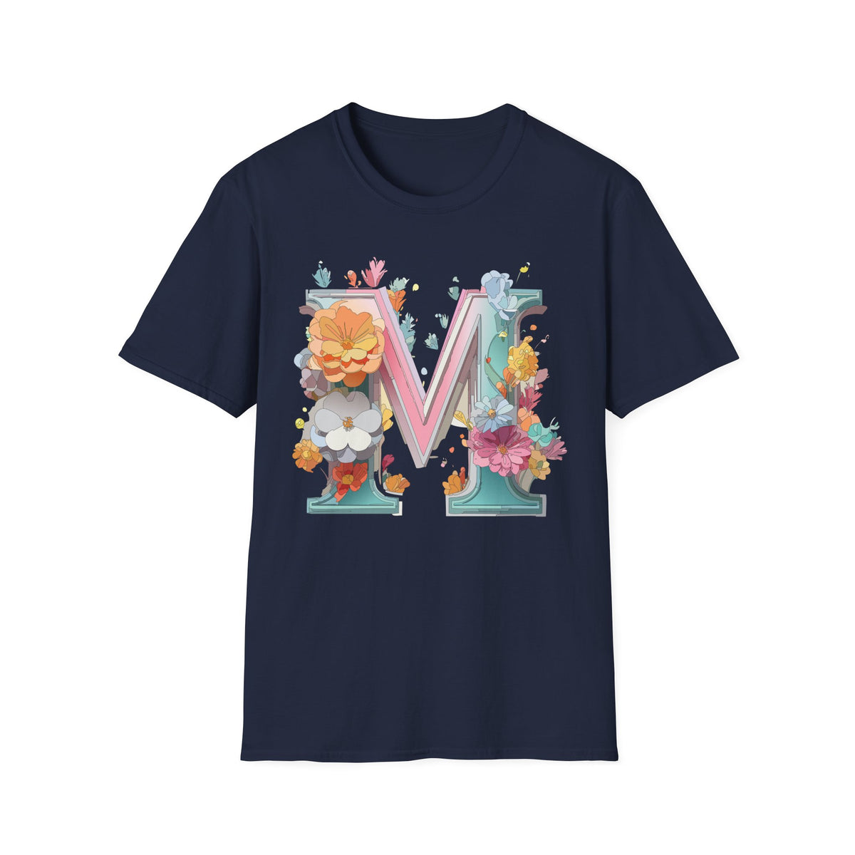 Floral Letter M Shirt | Monogram Initial Tee, Botanical Alphabet