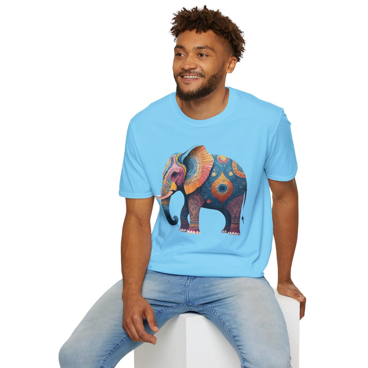 Elephant T Shirt Unisex Gildan Softstyle 64000 Tee With Animal Elephant Graphic Artwork