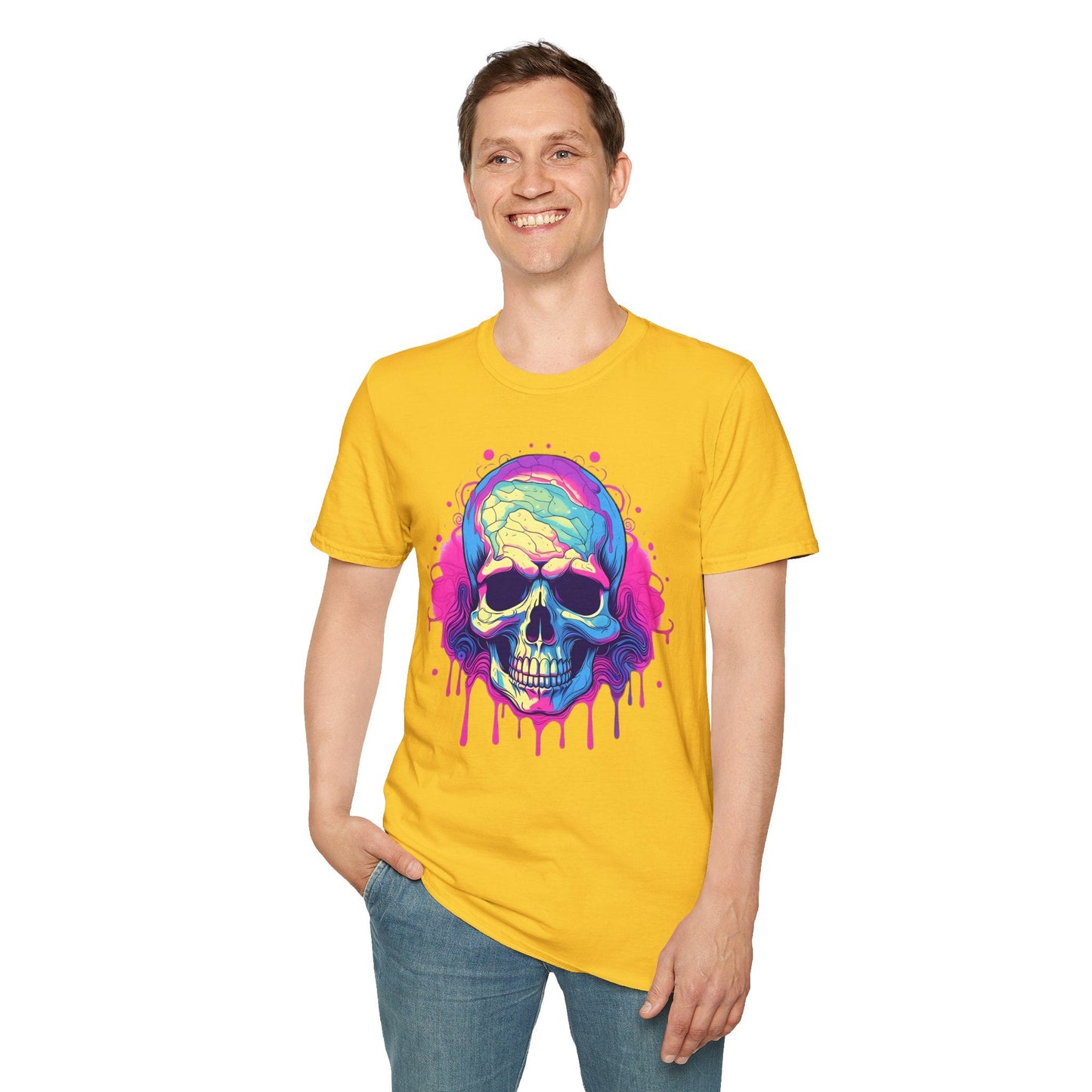 Skull Tee Shirt Unisex Skeleton Design Gildan Softstyle 64000 Ring Spun Cotton Tee