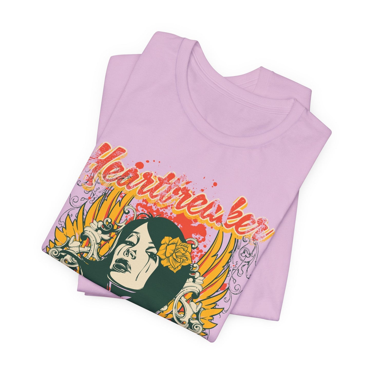 Heartbreaker Illustration Tee Retro Femme Portrait Floral Skull Graphic T-Shirt