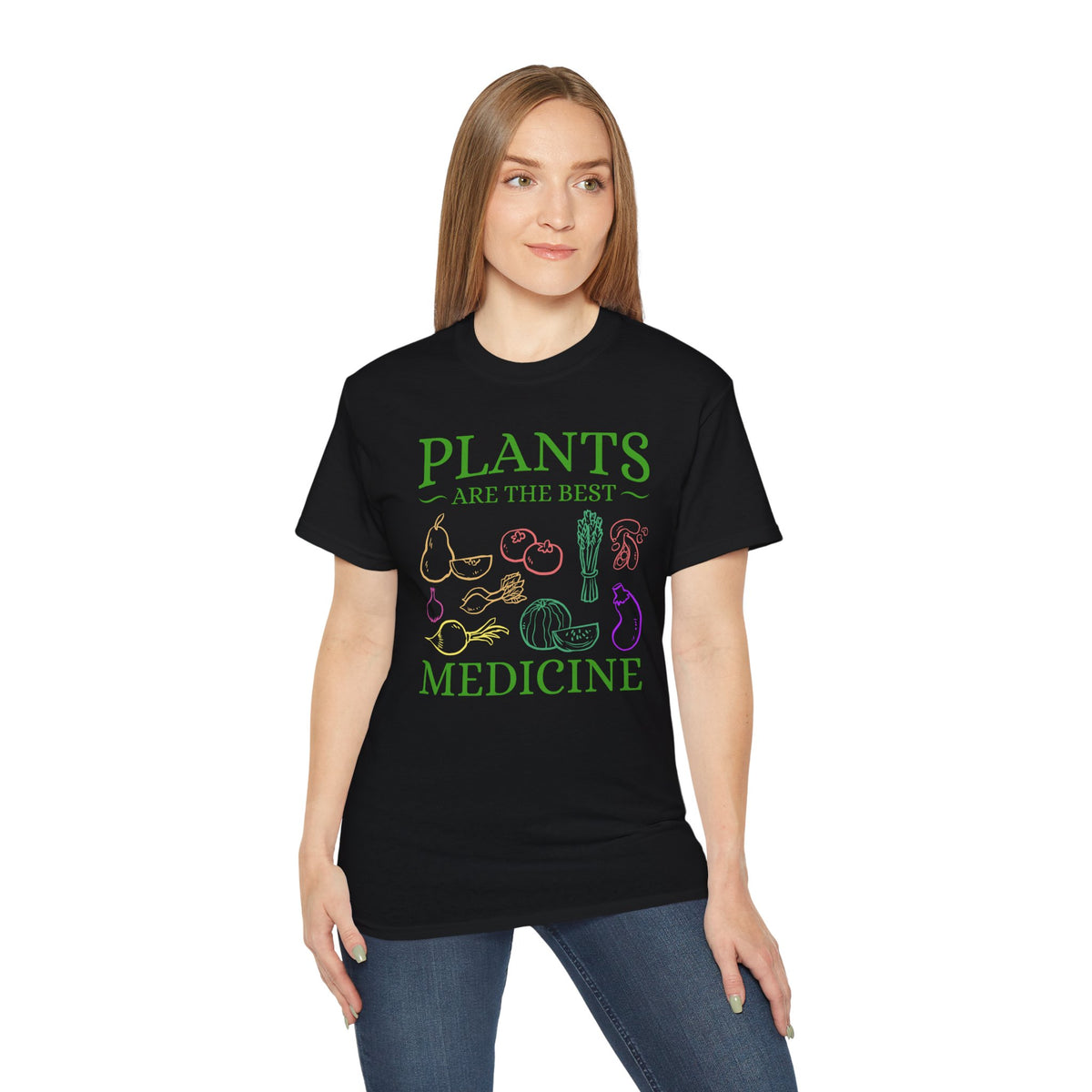 Plants Are the Best Medicine T-Shirt | Vegetable Line Art, Herbal Wellness Tee