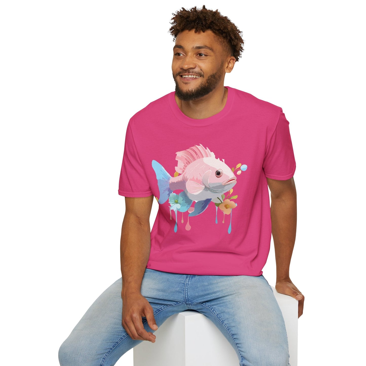 Fish Art Design Shirt Unisex Graphic Tee With Fish Illustration Gildan Softstyle 64000