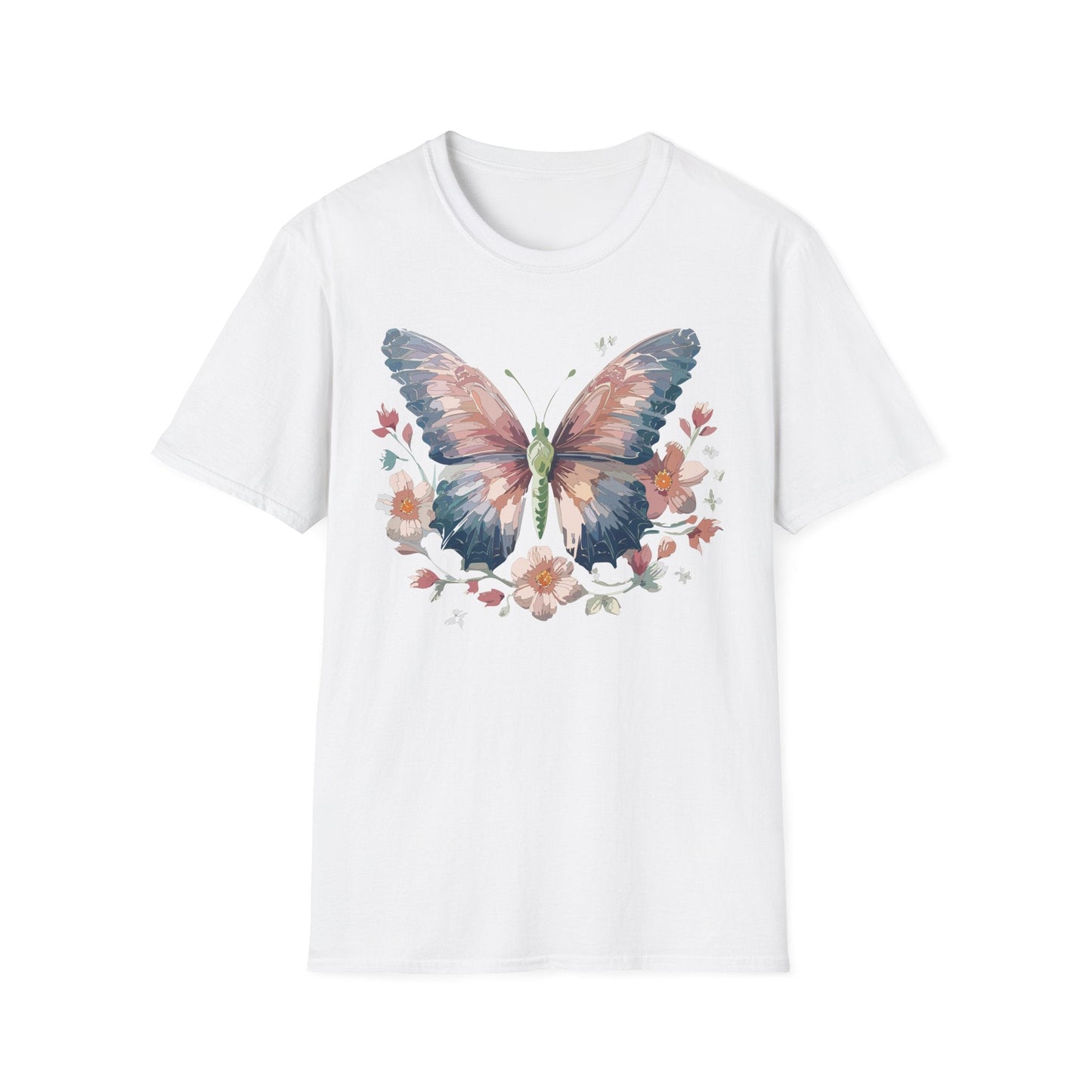 Butterfly Print T Shirt Monarch Unisex Gildan Softstyle 64000 Cotton Tee For Everyday Comfort