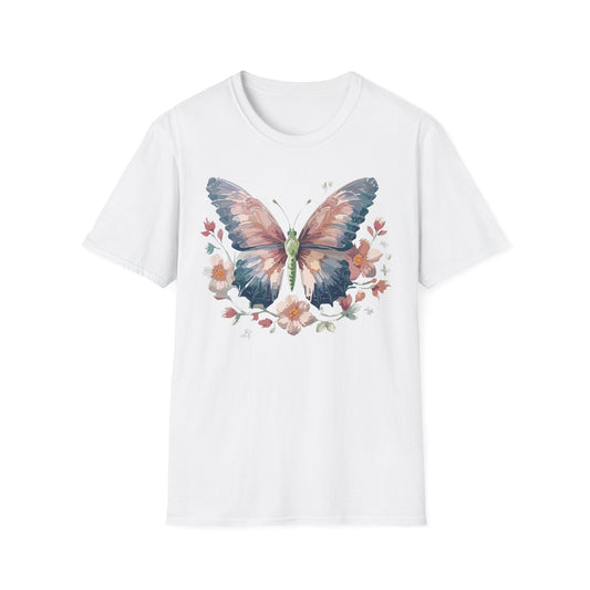 Butterfly Print T Shirt Monarch Unisex Gildan Softstyle 64000 Cotton Tee For Everyday Comfort