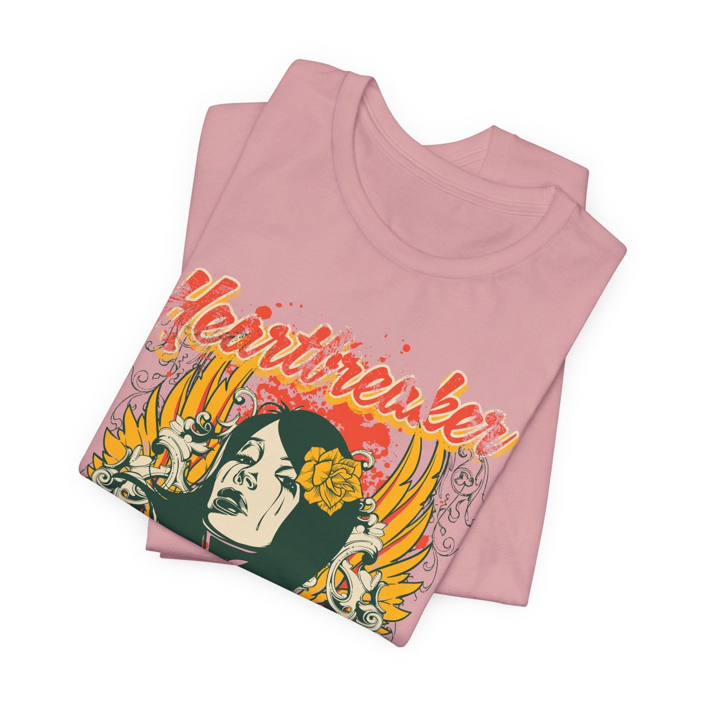 Heartbreaker Illustration Tee Retro Femme Portrait Floral Skull Graphic T-Shirt