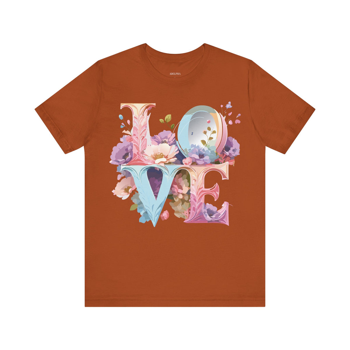 Valentine's Day Graphic Unisex Cotton Bella+Canvas Tee with Floral Art Design d124