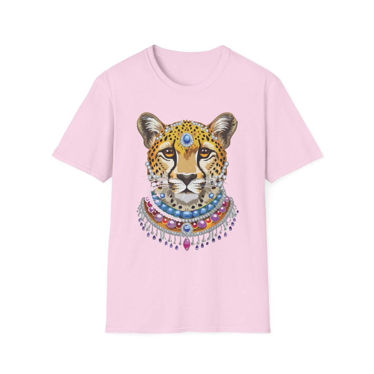 Jeweled Cheetah Face T-Shirt | Boho Leopard Portrait Shirt