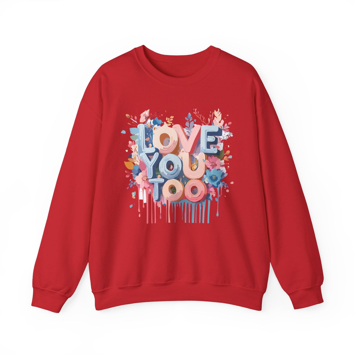 Floral Love Sweatshirt Unisex Valentine Day Crewneck 50 50 Cotton Polyester Cozy Warm Heavy Blend