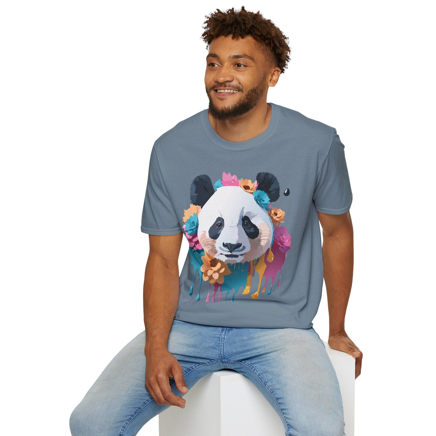 Unisex Panda Shirt Softstyle Cotton Tee For Everyday Wear With Cute Animal Print