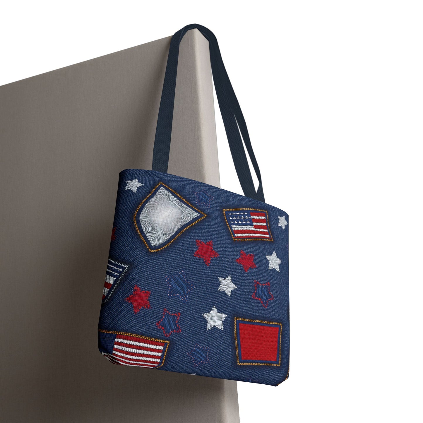 4th of July Graphic Denim Fabric Imitation Print Unisex Canvas Bag Poly Spun 3 Sizes Tote Bag 200-8