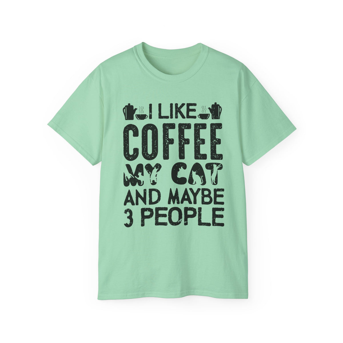 I Like Coffee My Cat And Maybe 3 People T-Shirt | Cat Coffee Humorous Tee