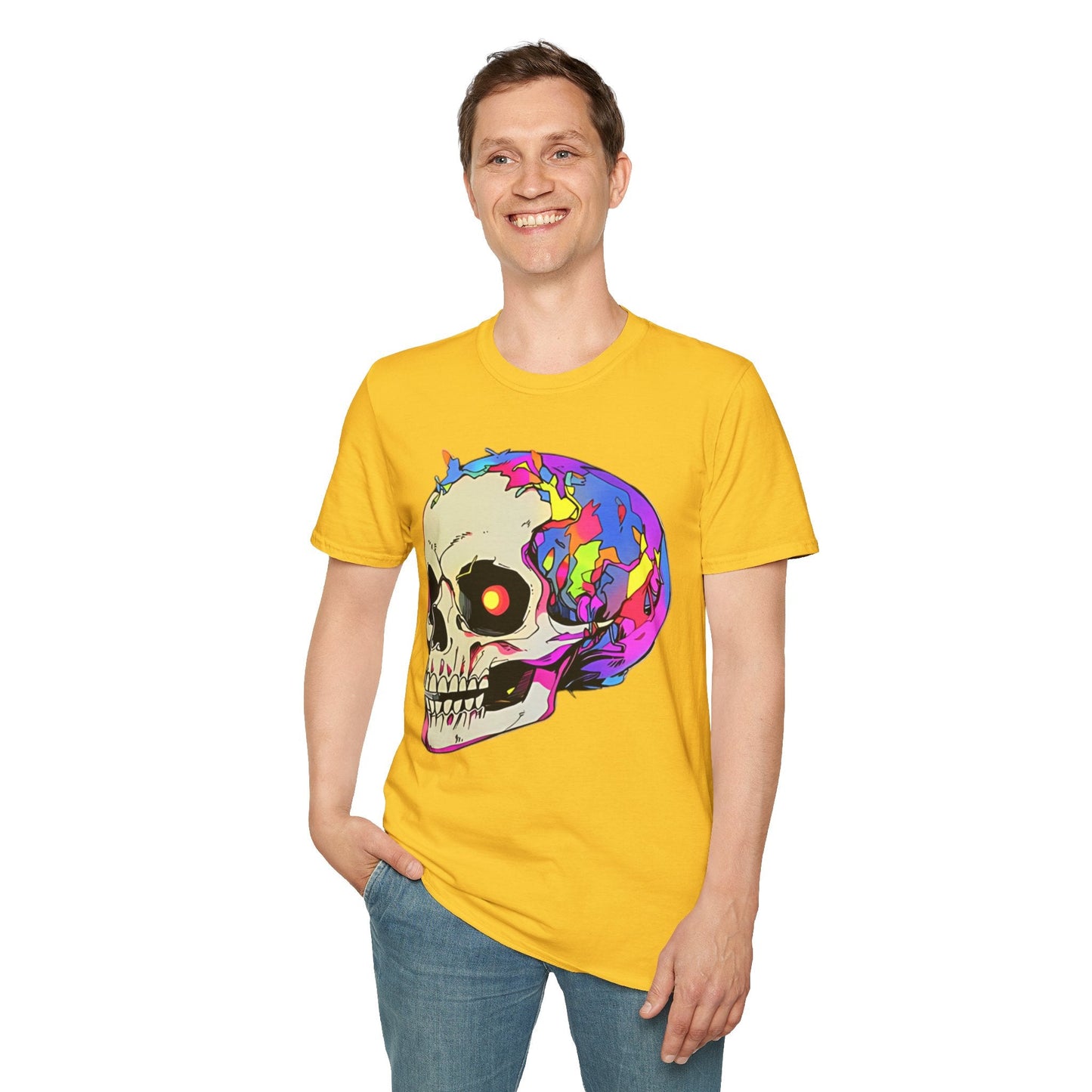 Skull Tee Shirt Unisex Skeleton Shirt Gildan Softstyle 64000 Short Sleeve Graphic Design