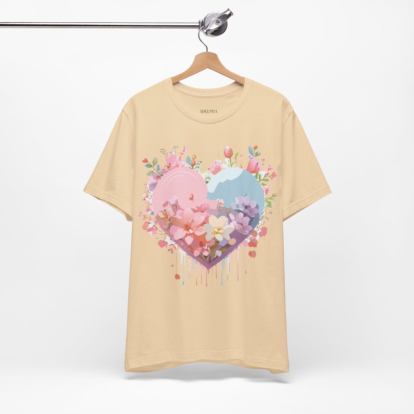 Valentine Day Graphic Unisex 100 Cotton Vintage Artwork with Love and Flower Design Tee 31