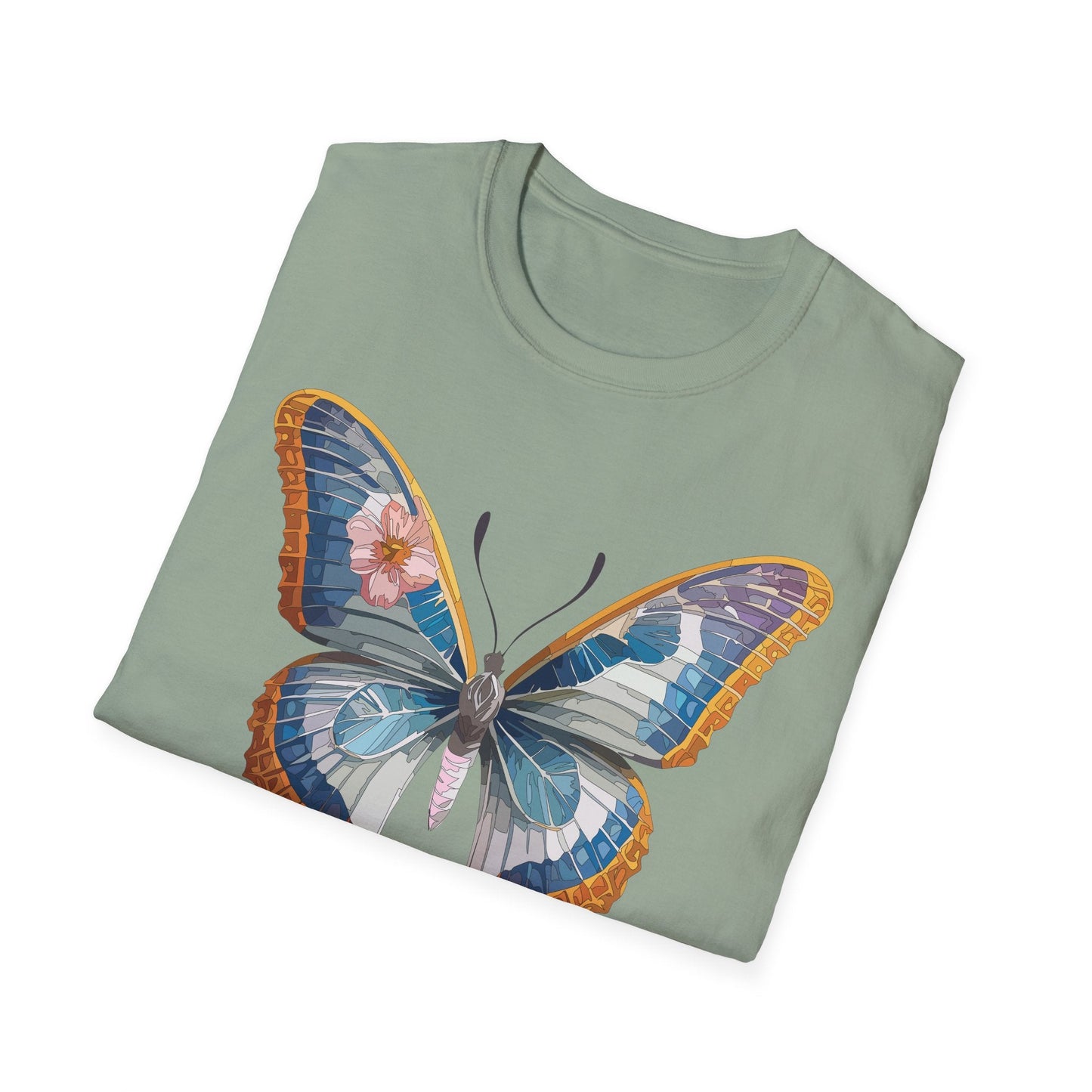 Unisex Butterfly Shirt Softstyle Tee 100 Percent Ring Spun Cotton Monarch Print Tee