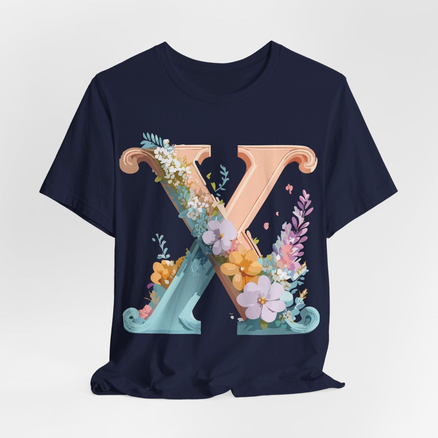 Letter X Shirt Graphic Tee Unisex Short Sleeve Vintage Inspired Adelpha Art Design