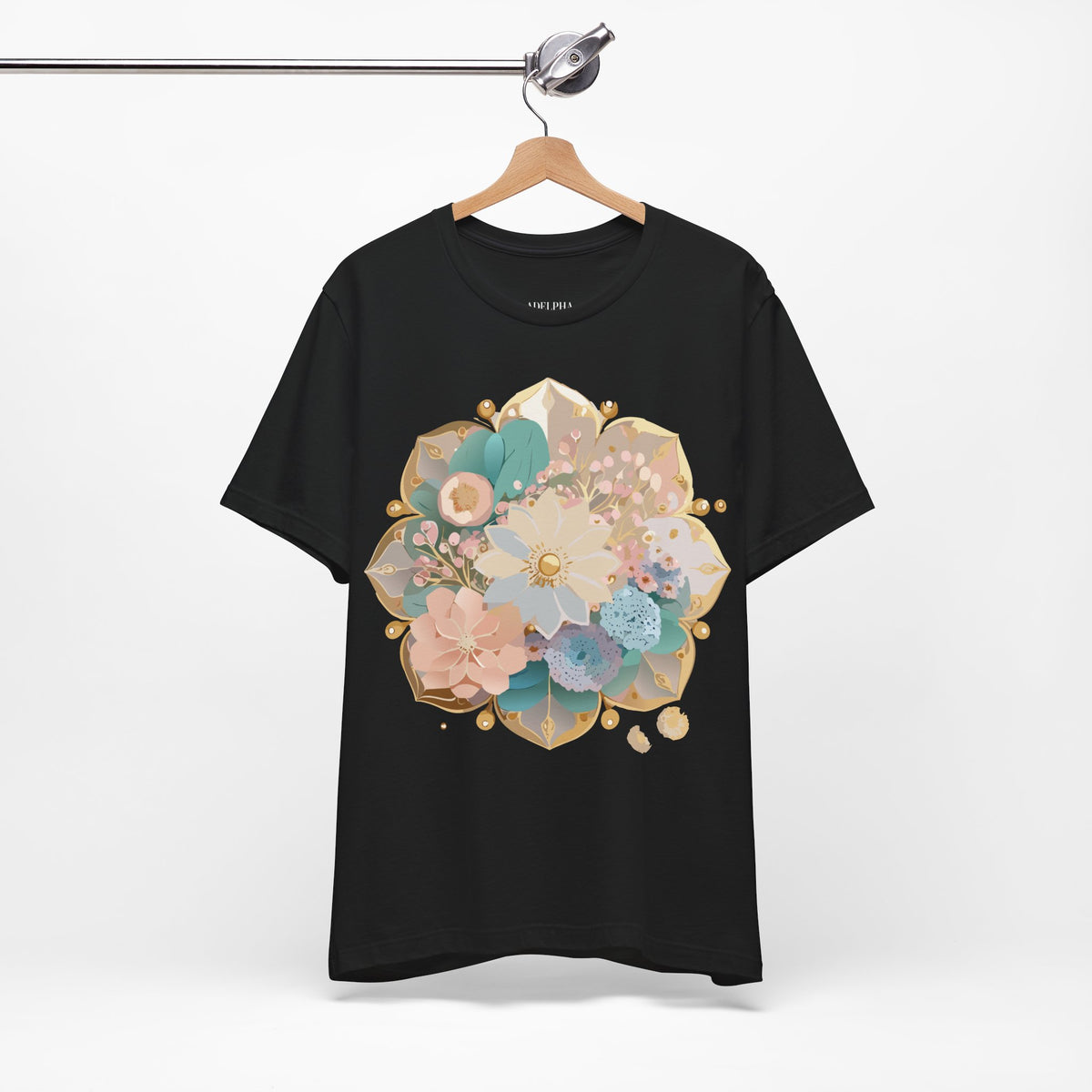 Mandala Graphic Unisex Cotton Bella+Canvas Tee with Floral Art Design n143