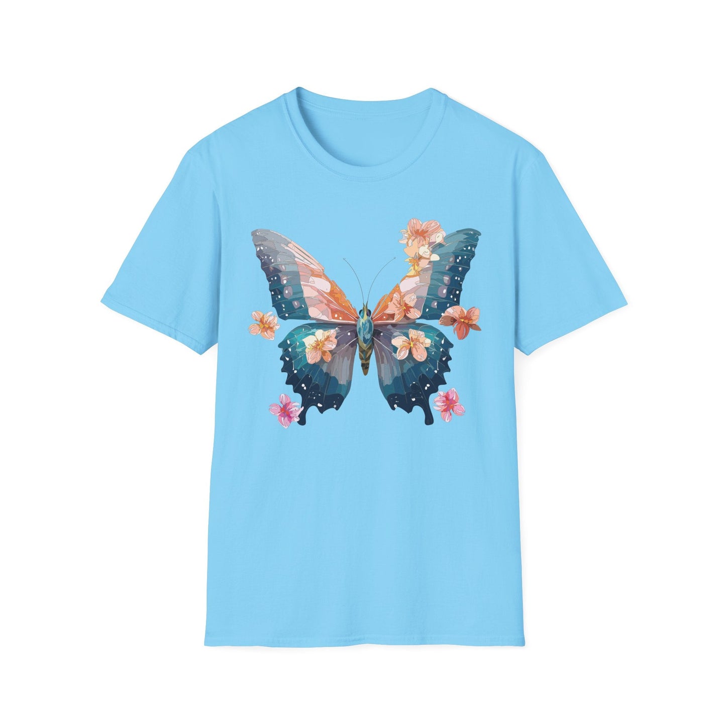 Butterfly Shirt Unisex T Shirt Monarch Print Gildan Softstyle 64000 Ring Spun Cotton Tee