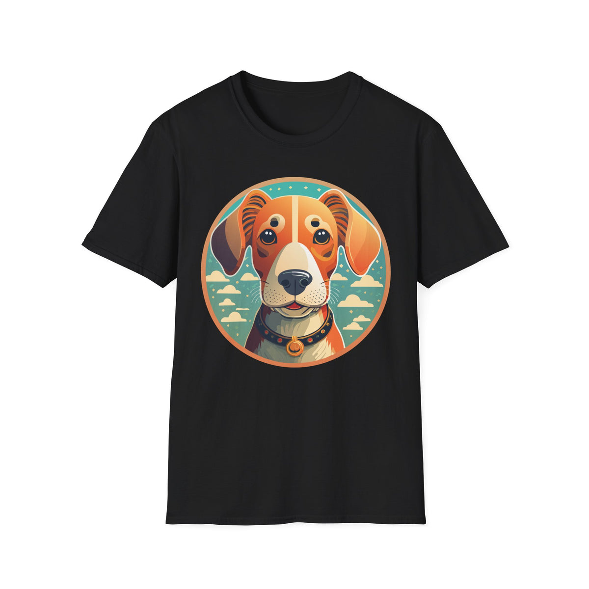 Beagle Portrait T-Shirt | Cute Dog Face Illustration, Retro Circle Pet Tee