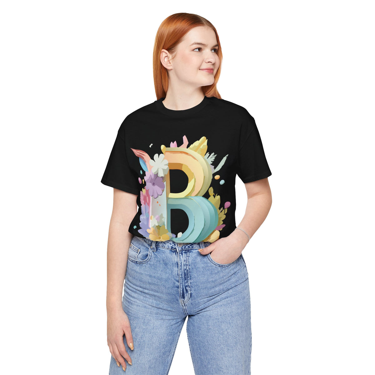 Letter B Graphic Unisex Cotton Bella+Canvas Tee with Art Letter Design