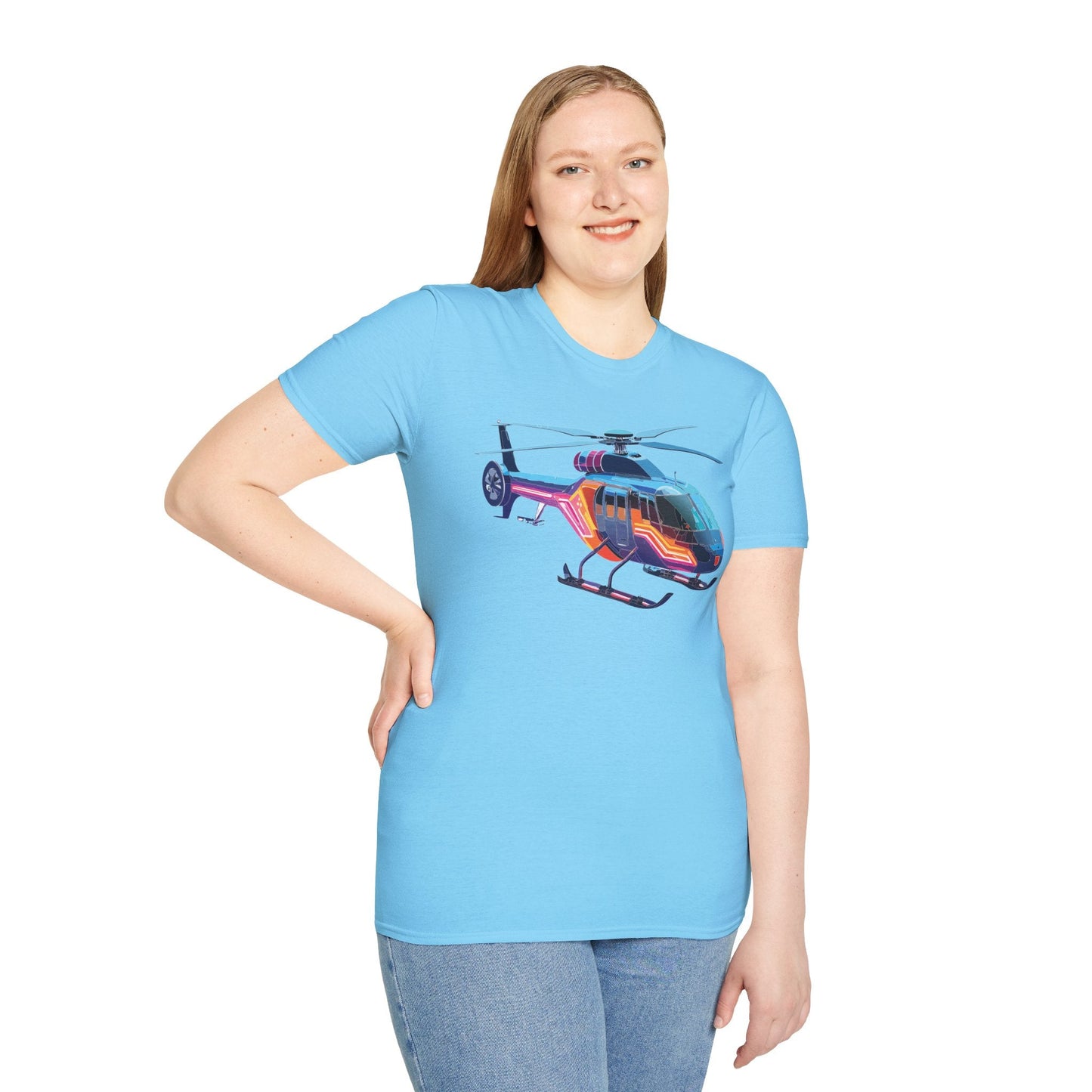 Chopper Helicopter T Shirt Unisex Softstyle 100 Percent Ring Spun Cotton Premium Tee