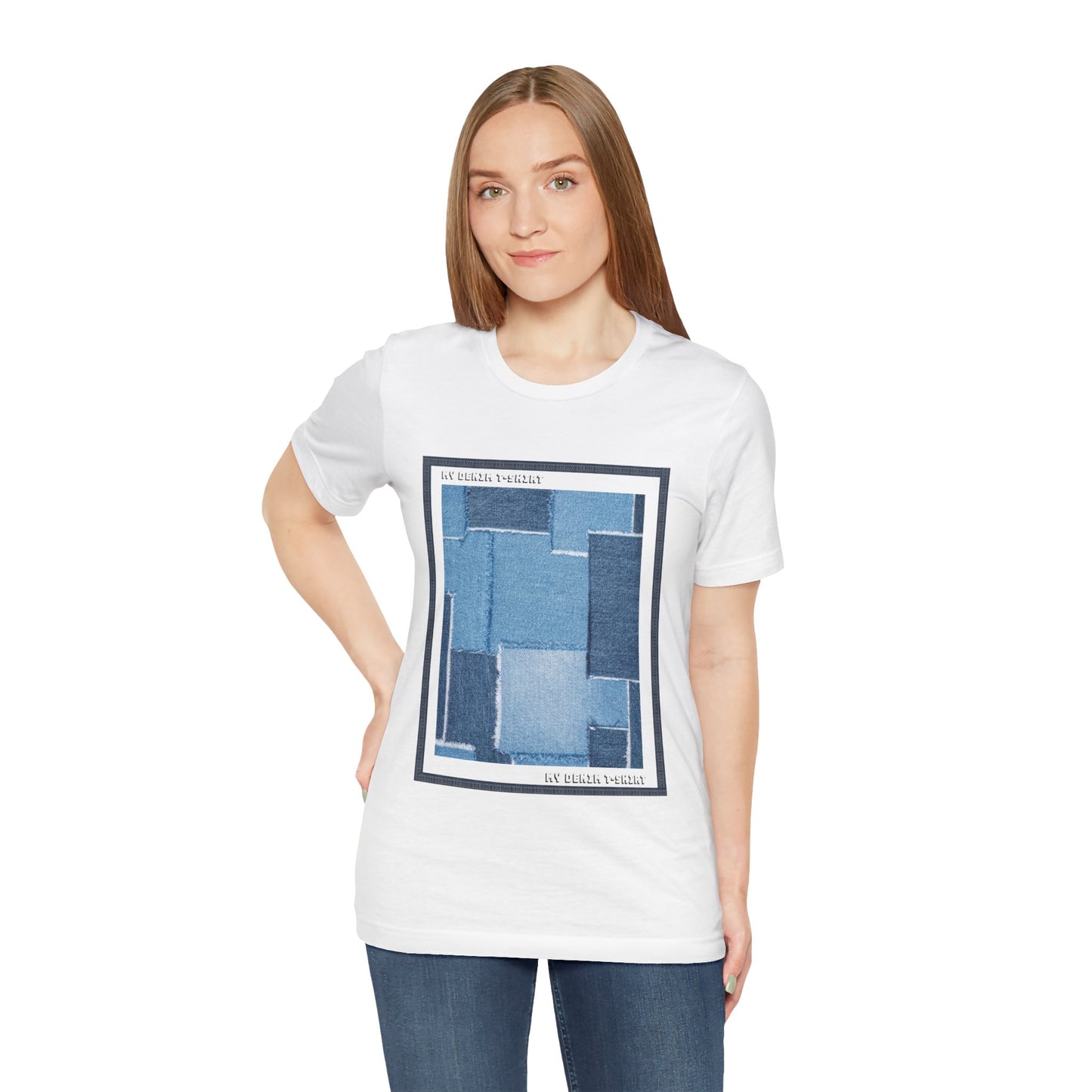 T-shirt unisexe en coton avec imprimé denim