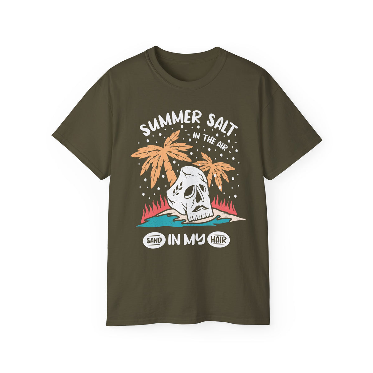 Summer Salt Skull Tee | Palm Trees Beach Vibes Graphic Shirt
