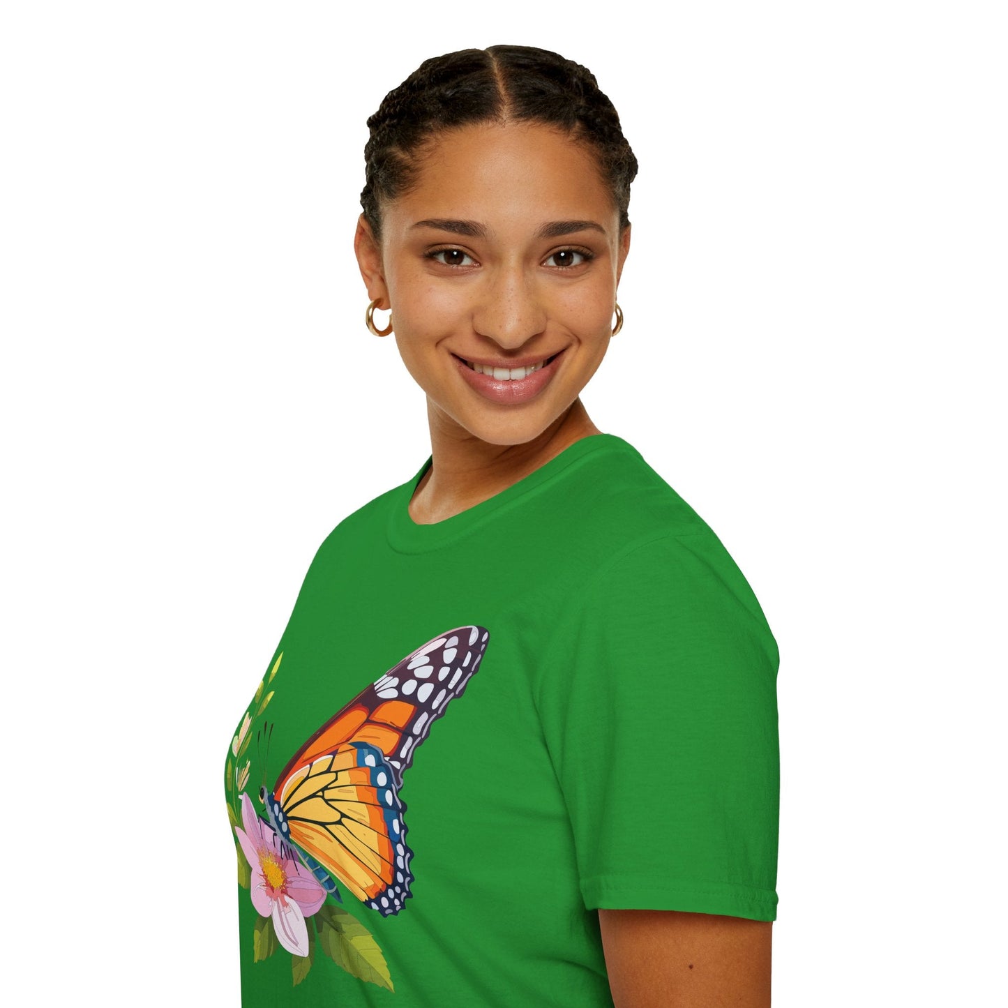 Butterfly T Shirt for Women and Men Monarch Print Softstyle Unisex Gildan 64000 Tee