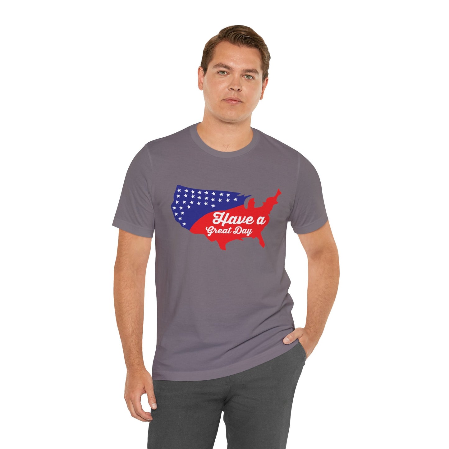 USA Map Patriotic Graphic Unisex Cotton T-Shirt 021