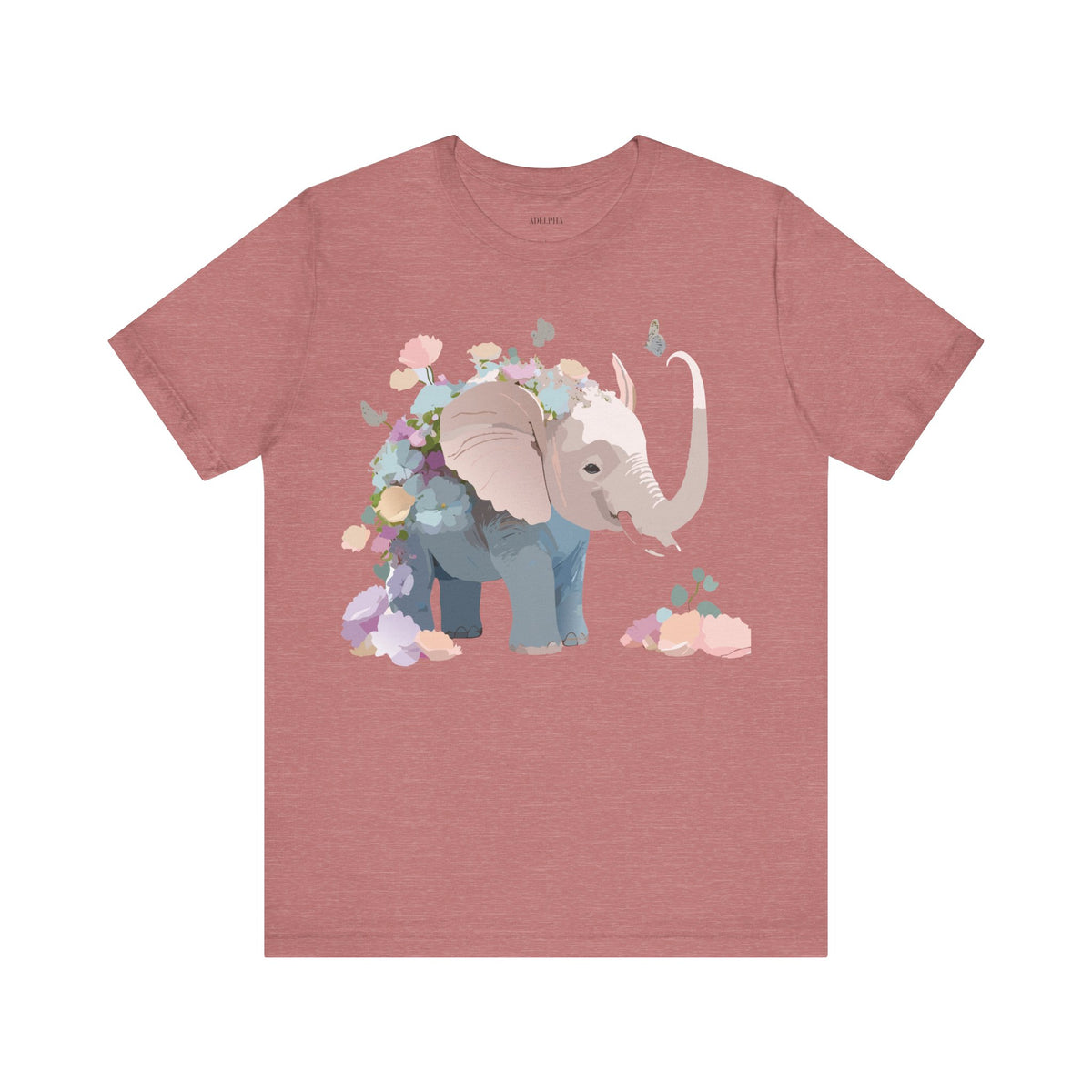 Elephant Graphic Unisex Cotton Bella+Canvas Tee with Art Animal Design e131