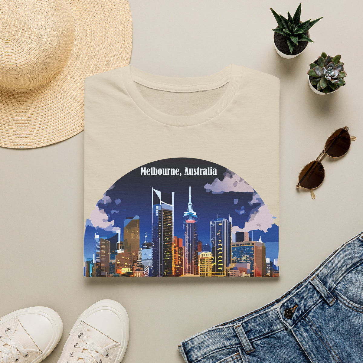 Melbourne Australia Skyline T-Shirt | Cityscape Nightscape Tee