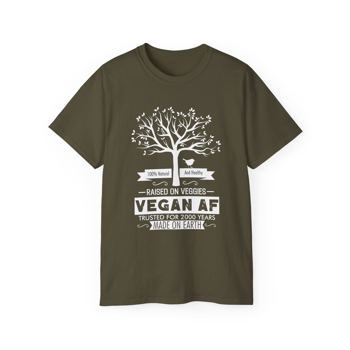 Vegan AF Tree Graphic Tee | Raised on Veggies, 100% Natural Shirt
