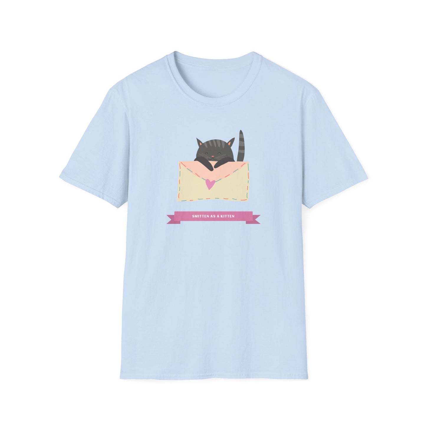 Cat Heart T-Shirt, T-Shirt with Love Cat, Valentine Day Tees with Animals, Unisex Cotton Tee with Art Design 34