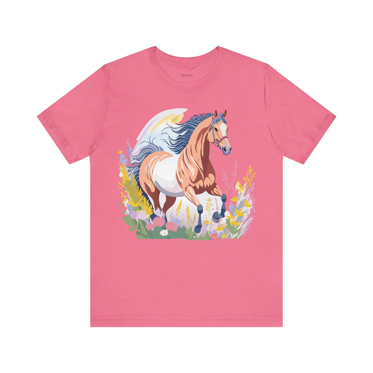 Horse Graphic Unisex Cotton Bella+Canvas Tee with Art Animal Design e26