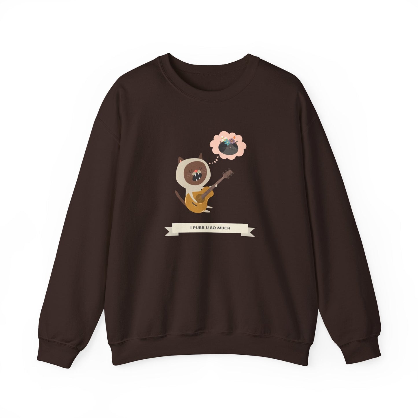 Cat with Guitar Sweatshirt, Love Sweatshirt, Cat Sweatshirt, Valentine's Day Sweatshirt, 50/50 Cotton-Poly Animal Sweatshirt 127