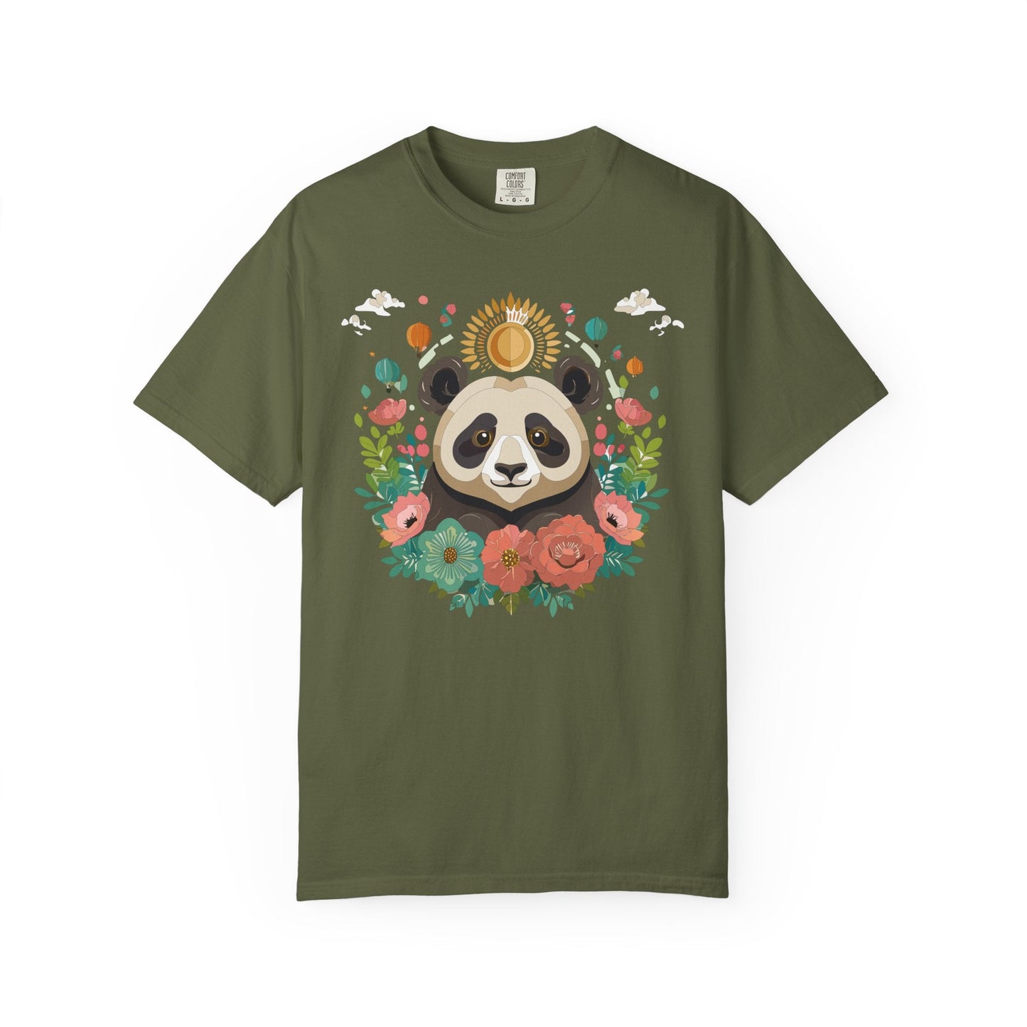Panda Portrait Graphic T-Shirt Unisex Cotton Floral Animal Art Tee p4