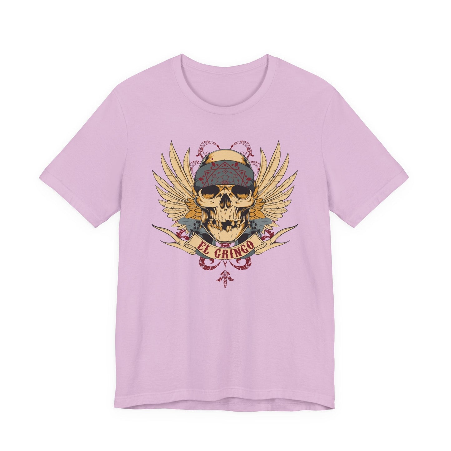 El Gringo Skull with Wings T-Shirt Vintage Tattoo Style Art-53