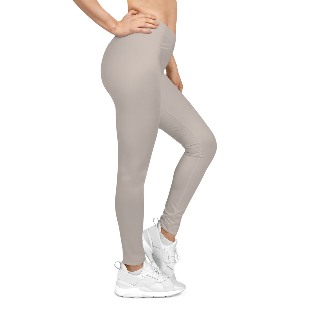 Beige Bisque Color Women's Poly-Span Casual Leggings XS-2XL