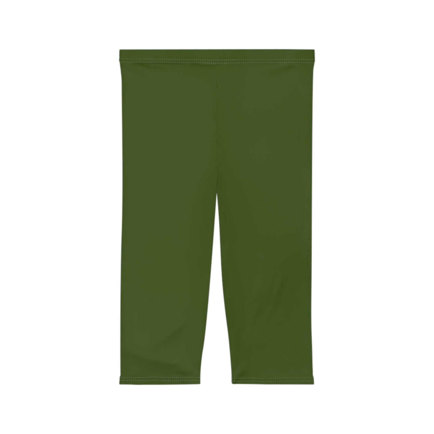 Olive Leaf Color Women's Brushed Suede Poly Span Casual Capri Leggings XS-2XL