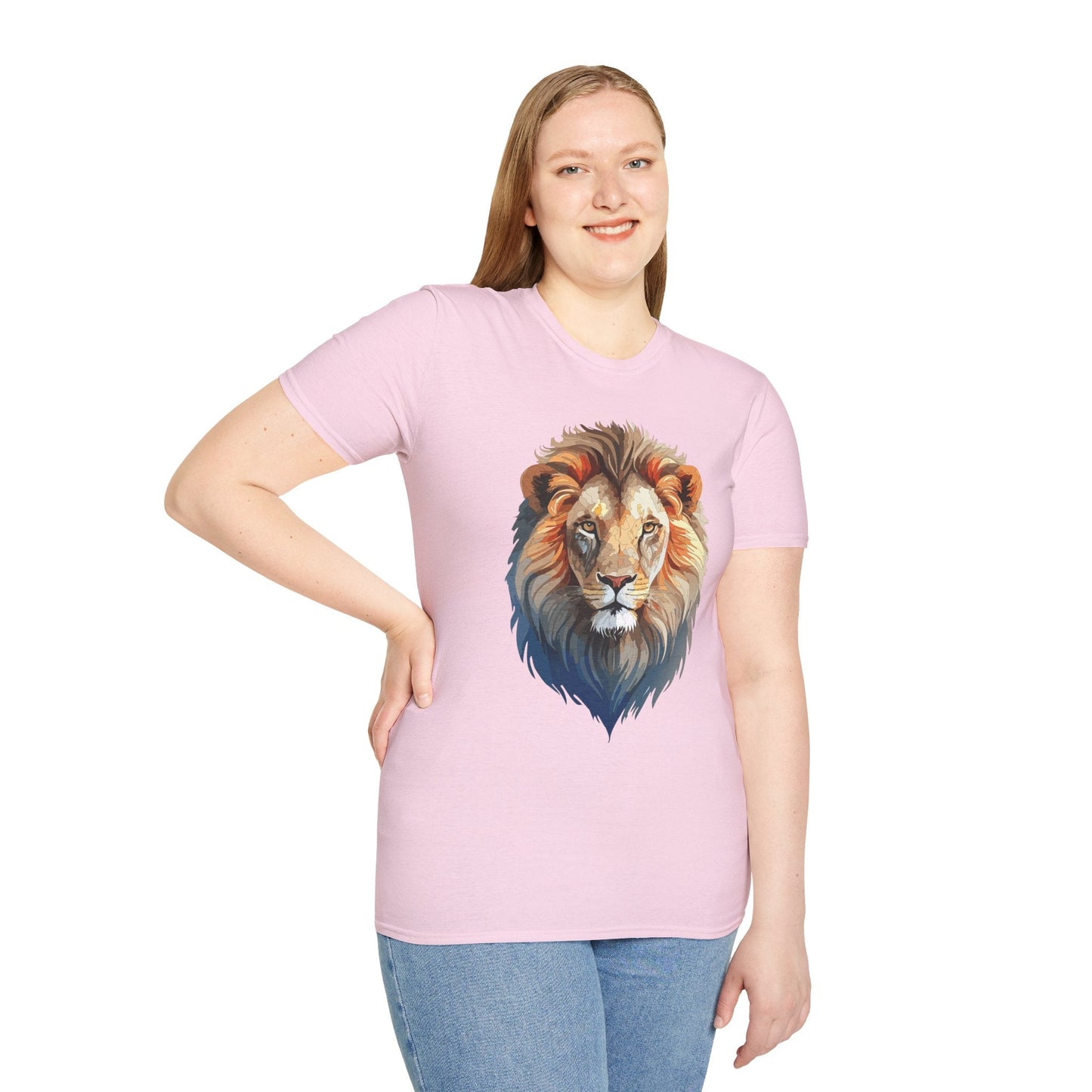 Gildan Softstyle Lion Print T Shirt Floral Tee For Unisex Everyday Comfort