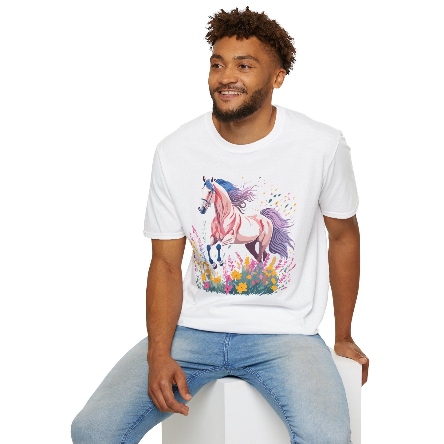 Horse Shirt Unisex Tee Animal Print Gildan Softstyle 64000 Ring Spun Cotton
