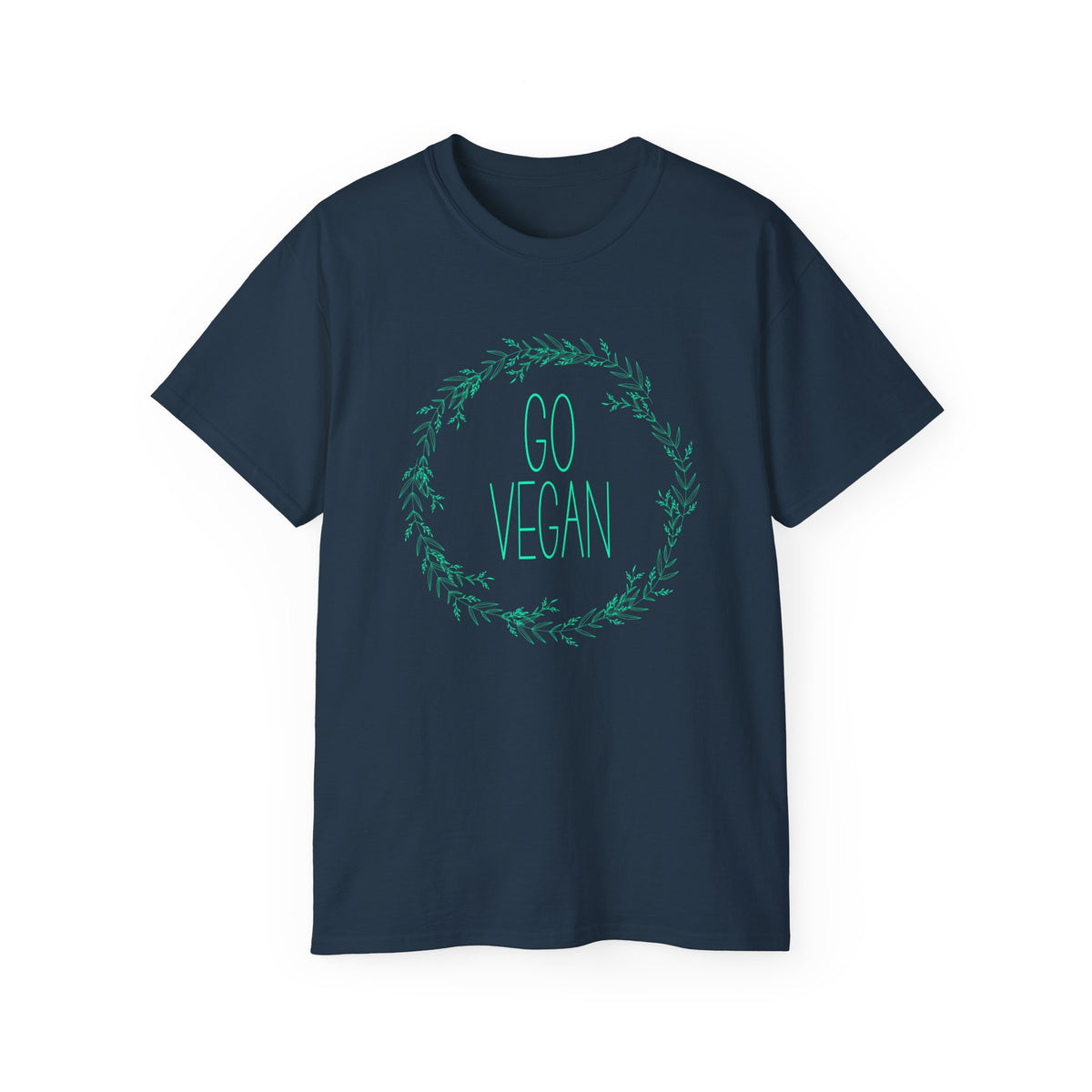 Go Vegan Wreath Tee | Plant-Based Vegan Shirt, Green Botanical Design