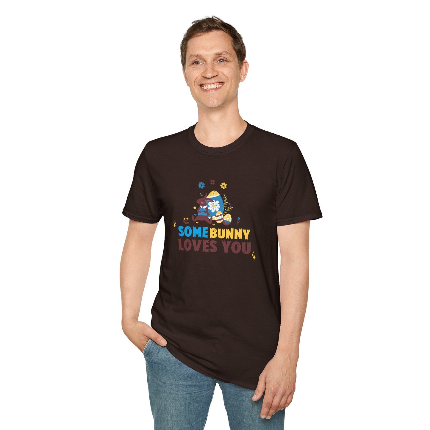 Easter Bunny T Shirt Unisex Gildan Softstyle 64000 Art Design With Easter Prints