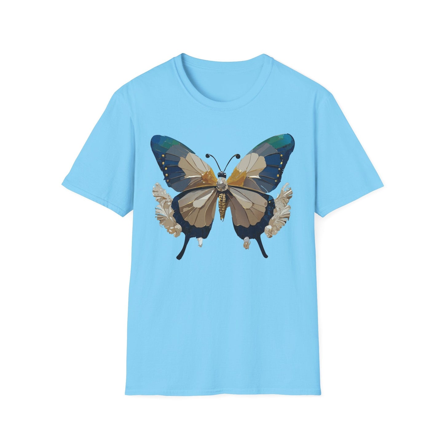 Butterfly Themed Unisex T Shirt With Monarch Design Gildan Softstyle 64000 Premium Ring Spun Cotton