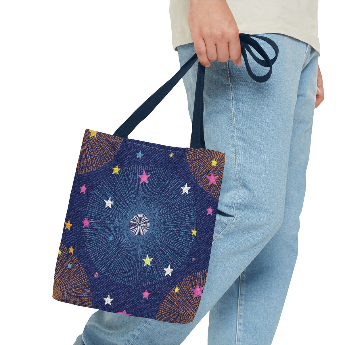 Denim Fabric Imitation Print Unisex Canvas Bag Poly Spun 3 Sizes Tote Bag 183-8