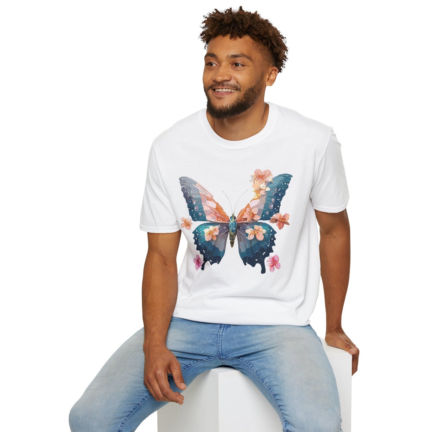 Butterfly Shirt Unisex T Shirt Monarch Print Gildan Softstyle 64000 Ring Spun Cotton Tee